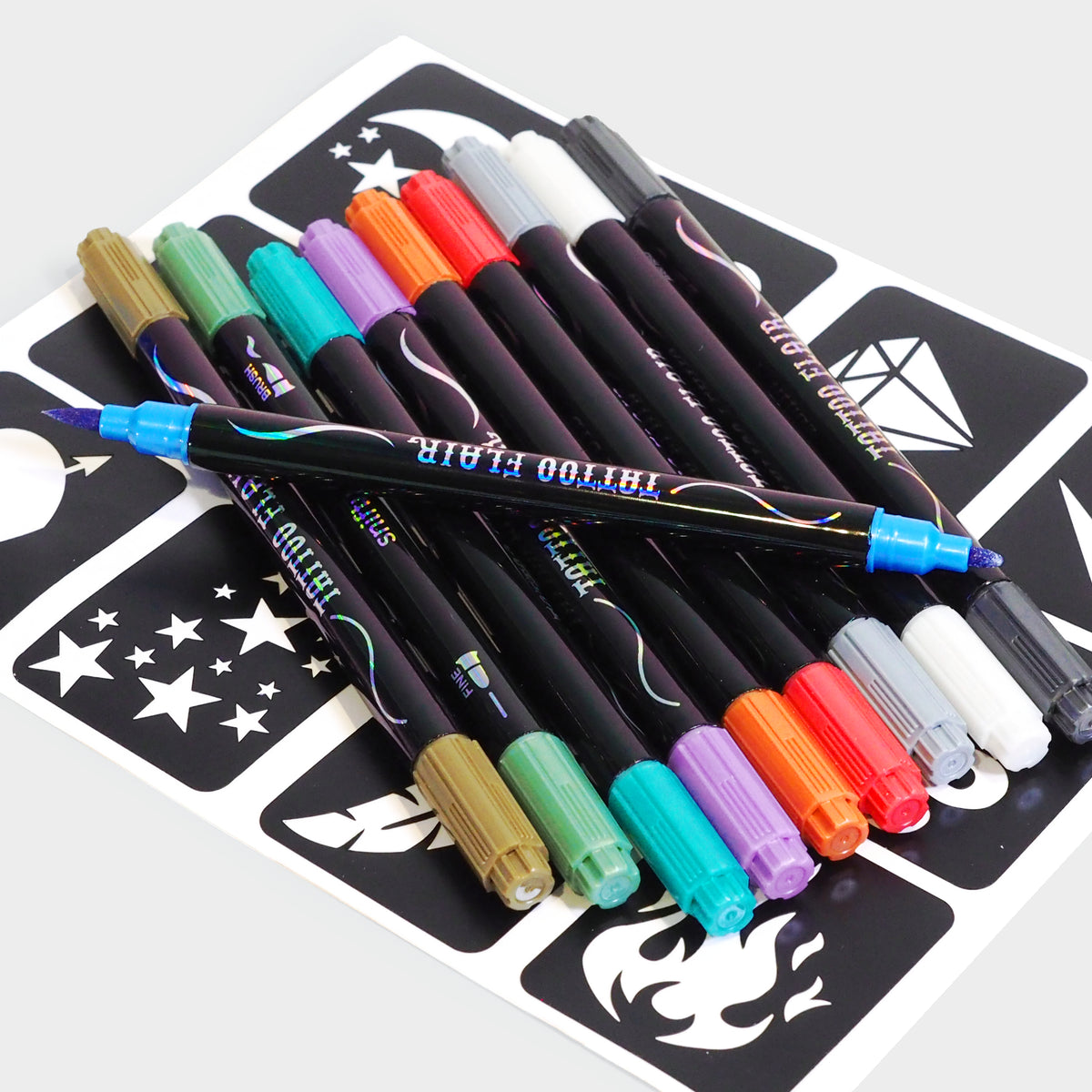 Tattoo Flair Markers & Stencils Set