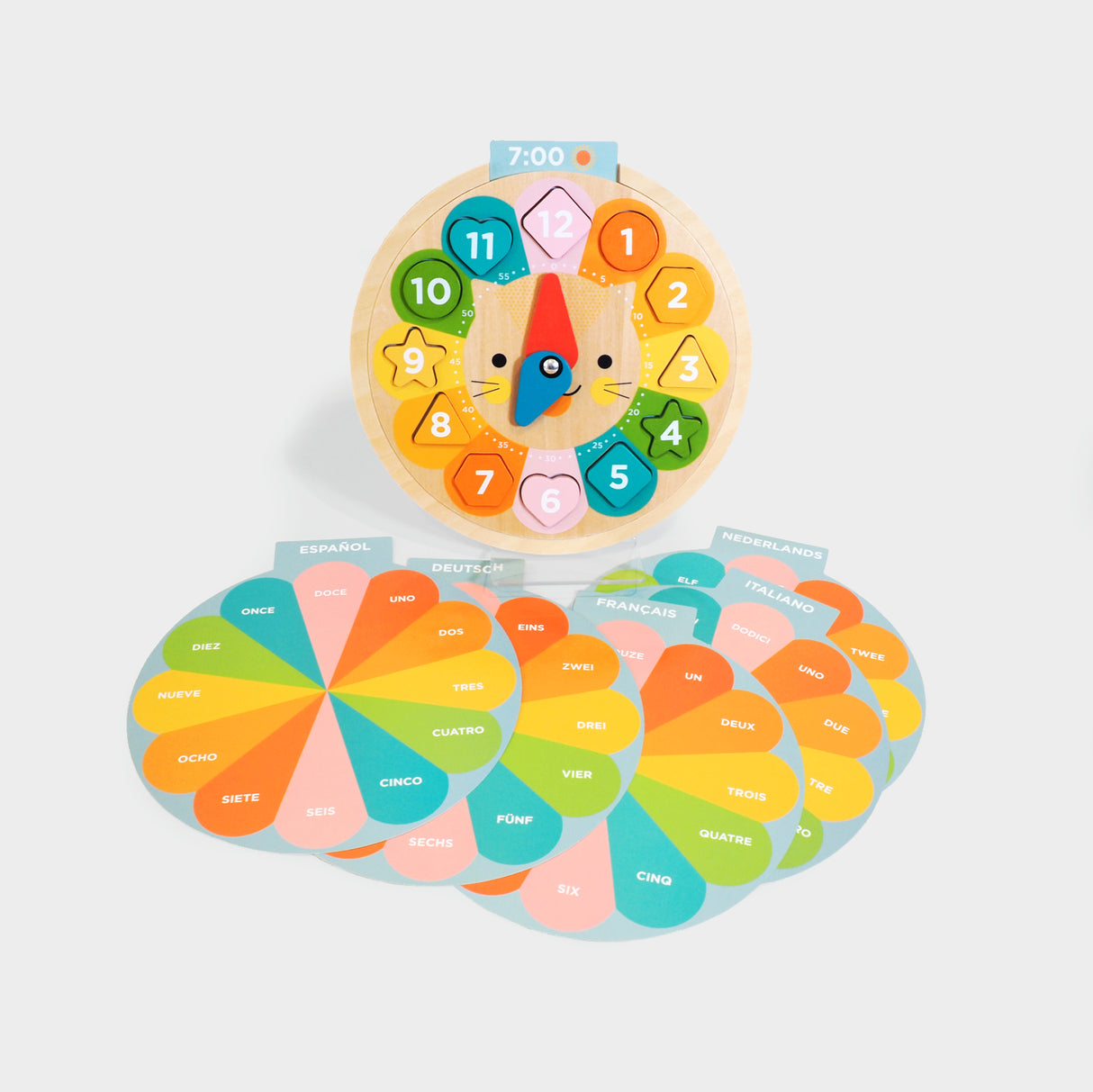 Multilanguage Counting & Colors Wooden Learning Clock