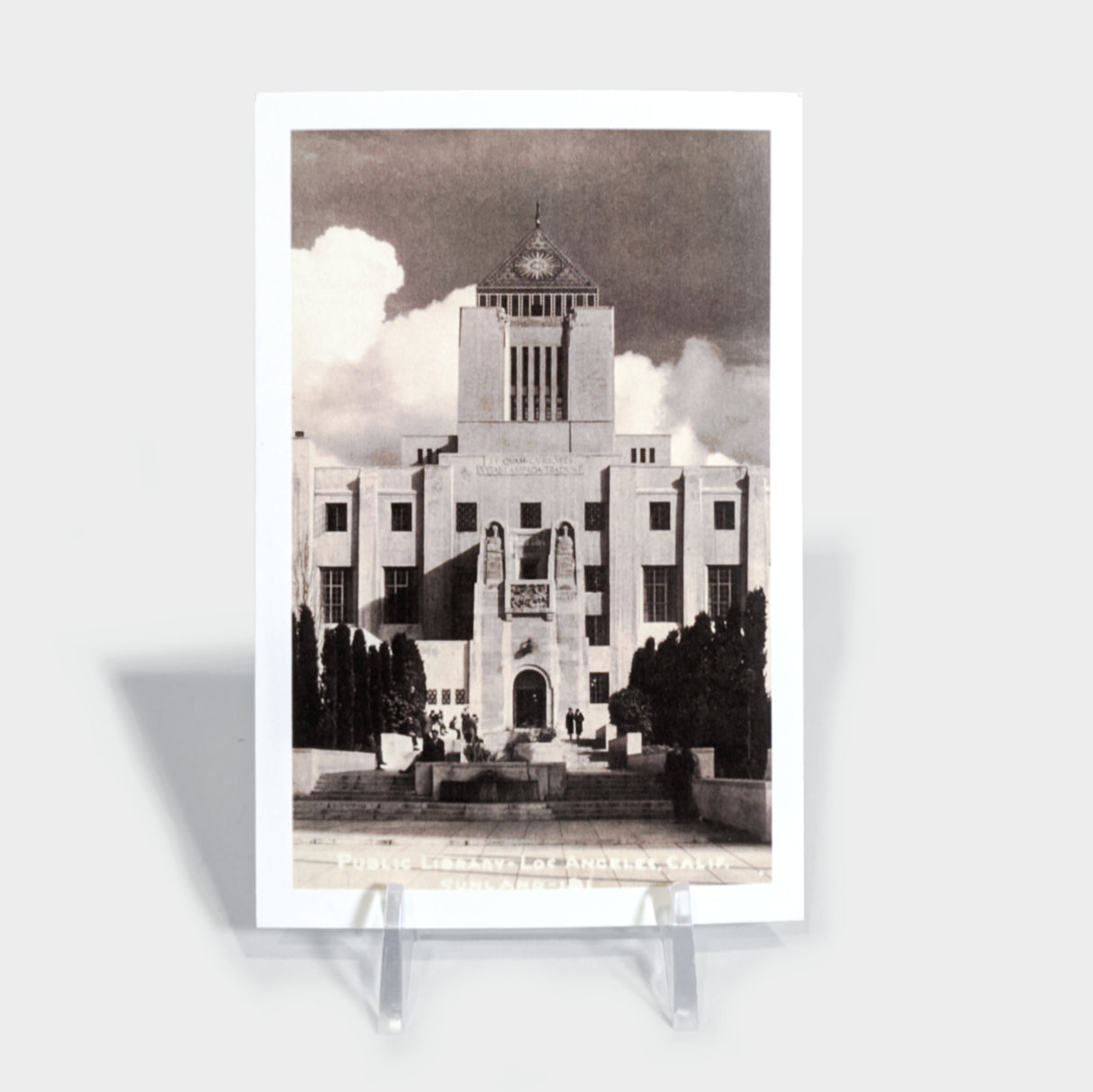 Vertical Black & White Central Library Post Card